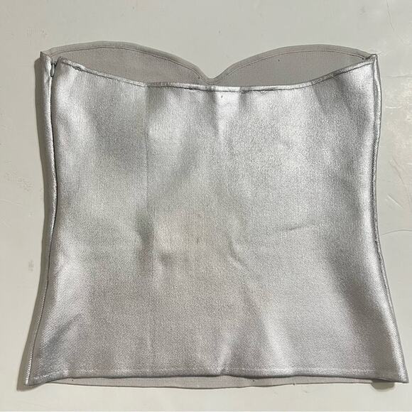 Zara Silver KNIT BUSTIER TOP Size Extra Large XL - Picture 16 of 16